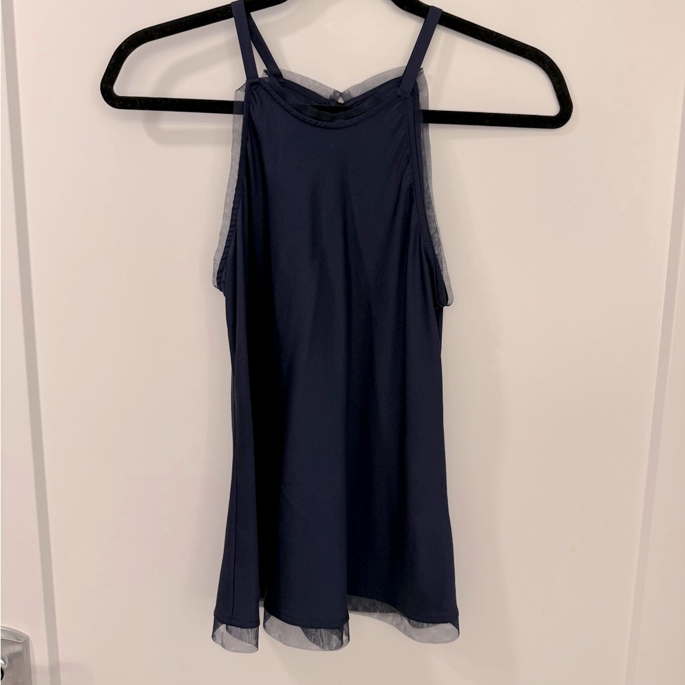Trina Turk Navy Halter Tank with Lace Trim